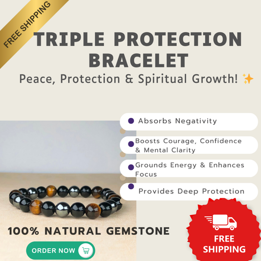 Triple Protection Healing Bracelet – Shields Your Energy, Boosts Confidence, and Grounds You