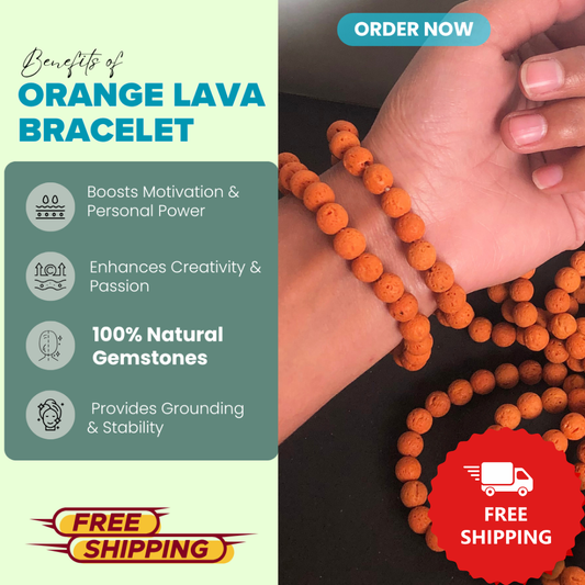 Orange Lava Healing Bracelet – Promotes Courage, Strength, And Calming Energy