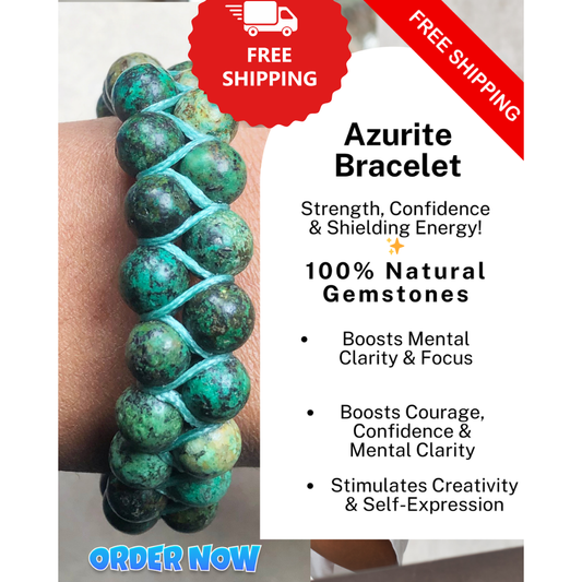 Green Azurite Healing Bracelet – Promotes Insight, Intuition, And Focus