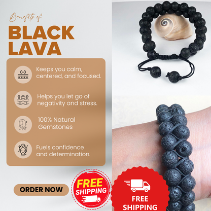 Black Lava Healing Bracelet – Promotes Courage, Strength, And Calming Energy