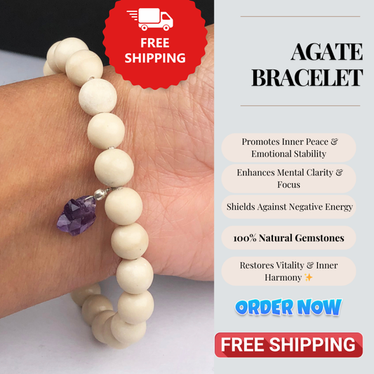 White Agate Healing Bracelet – Promotes Stability, Protection, And Strength