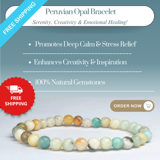 Blue Peruvian Opal Healing Bracelet – Promotes Energy, Beauty, And Wellness