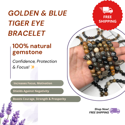 Golden & Blue Tiger Eye Healing Bracelet – Promotes Energy, Beauty, And Wellness