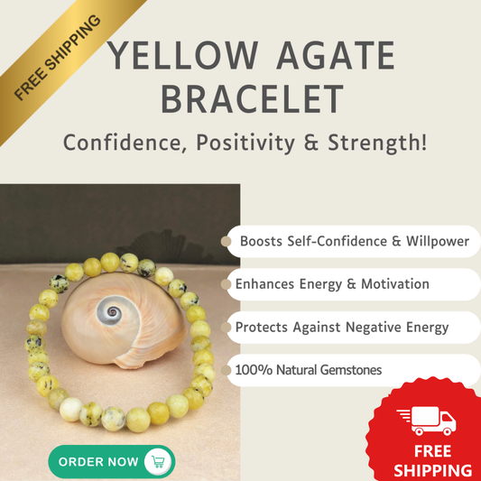 Yellow Agate Healing Bracelet – Promotes Stability, Protection, And Strength