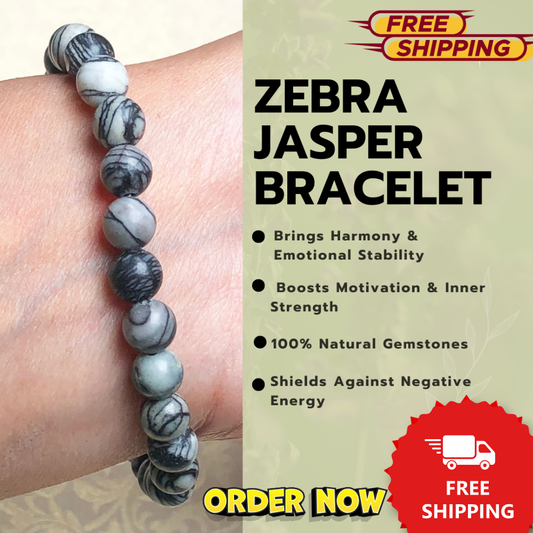 Zebra Jasper Healing Bracelet – Promotes Strength, Protection, And Courage