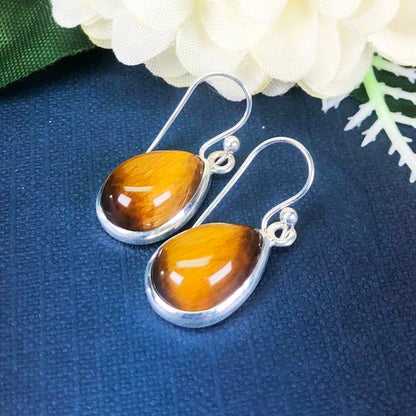 Elegant Tiger Eye Sterling Silver Earrings