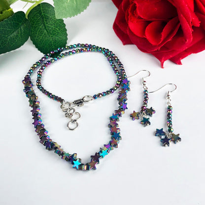 Elegant Multi Color Mystic Topaz Necklace/Earrings Main Metal Brass, Silver Coated