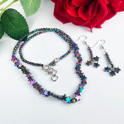 Elegant Multi Color Mystic Topaz Necklace/Earrings Main Metal Brass, Silver Coated