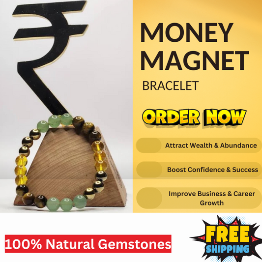 Money Magnet Bracelet – 8mm Natural Beads | Stretchable | Attract Wealth, Luck & Abundance Crystal Bracelet