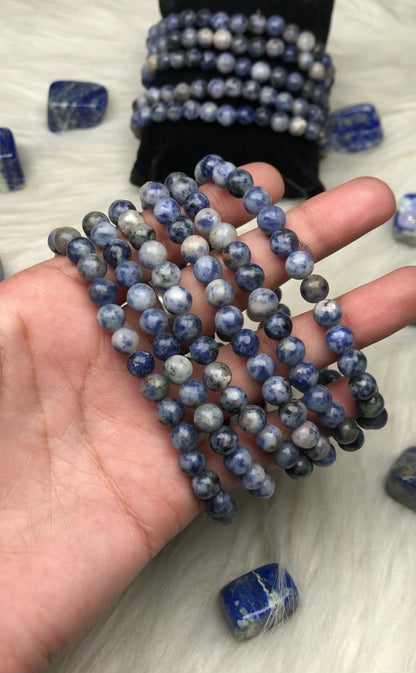 Sodalite Bracelet – 8mm Natural Beads | Stretchable | Clarity & Communication Boosting Crystal Bracelet