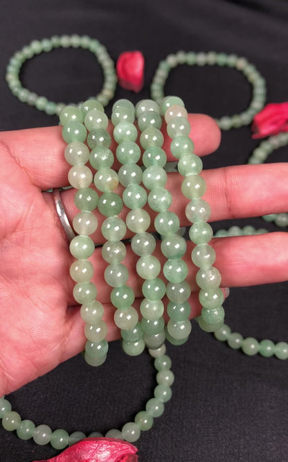 Green Aventurine Bracelet – 8mm Natural Beads | Stretchable | Luck & Prosperity Crystal Bracelet