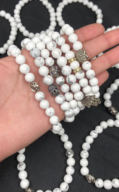 White Howlite Healing Bracelet – Promotes Peace, Patience, And Stress Reduction