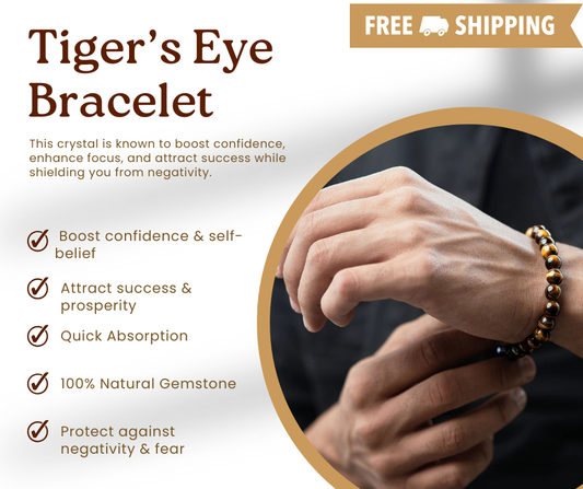 Tiger Eye Bracelet – 8mm Natural Beads | Stretchable | Grounding & Confidence Boosting Crystal Bracelet