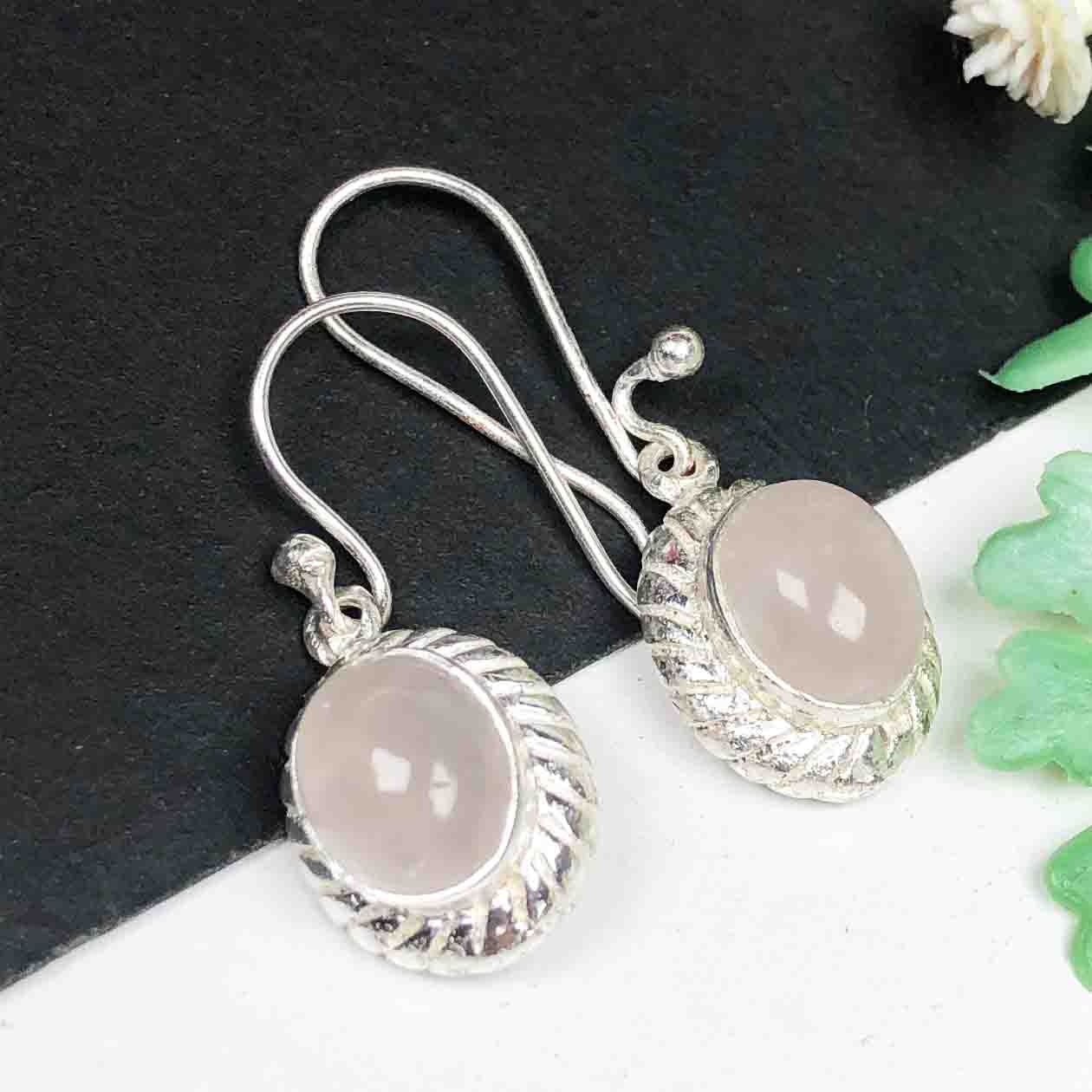 Pink Rose Quartz Earrings