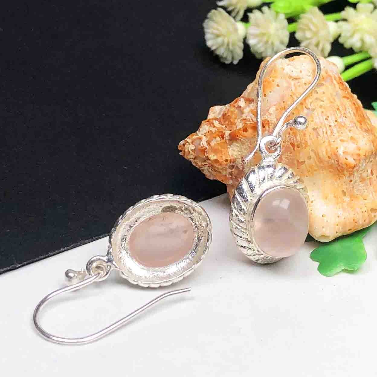 Pink Rose Quartz Earrings
