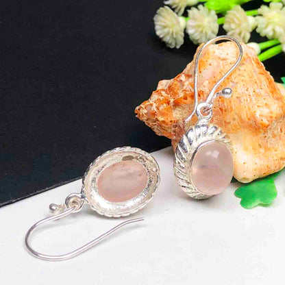 Pink Rose Quartz Earrings