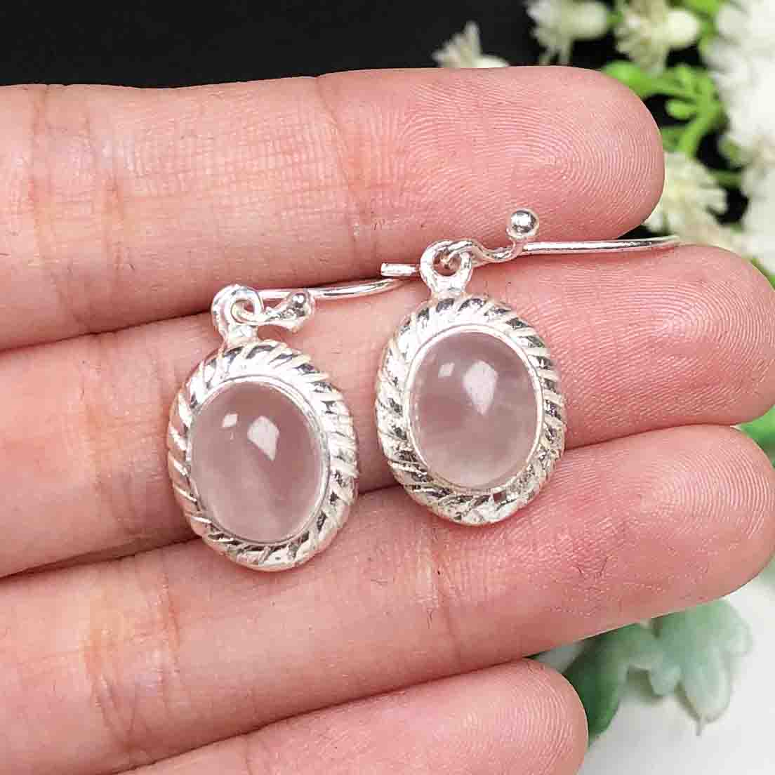 Pink Rose Quartz Earrings