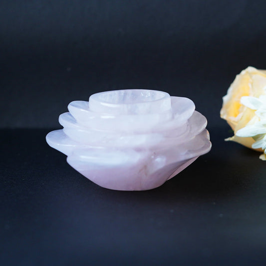 Gorgeous Pink Rose Quartz Rose Carving