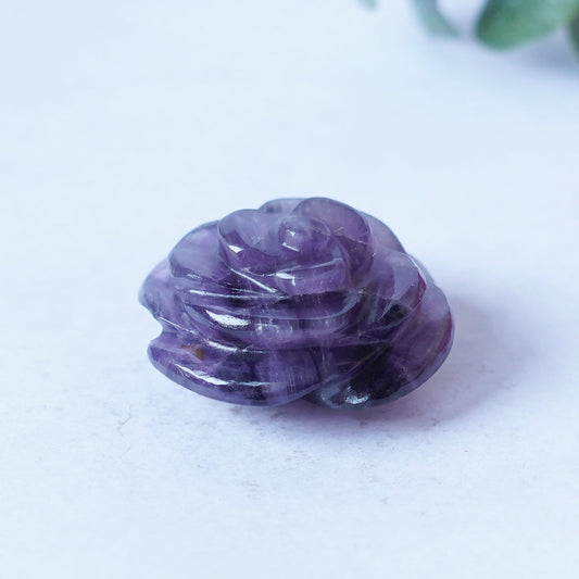 Elegant Purple Amethyst Rose Carving