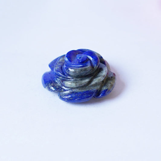 Charming Blue Lapiz Lazuli Rose Carving