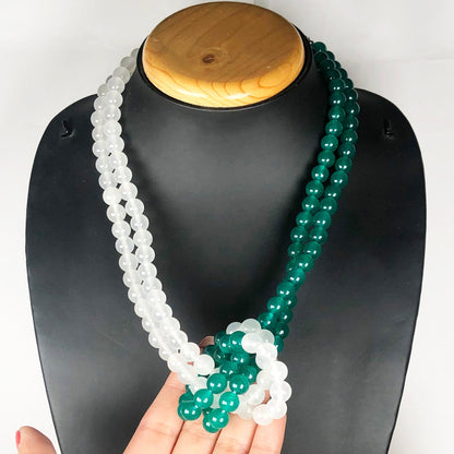Green Onyx and Clear Quartz Necklace