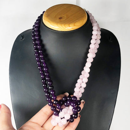 Purple Amethyst and Rose Quartz Necklace