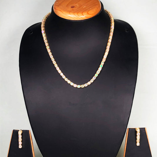 Gorgeous White Ethiopian opal Sterling Silver Necklace Earrings Set