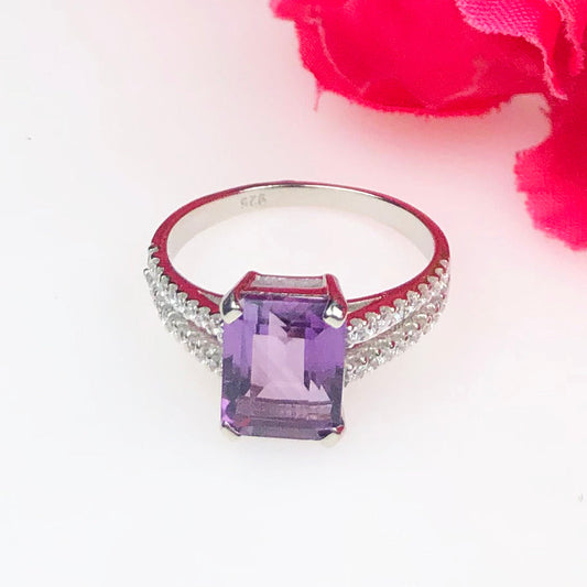 Wonderful Purple Amethyst Sterling Silver Ring