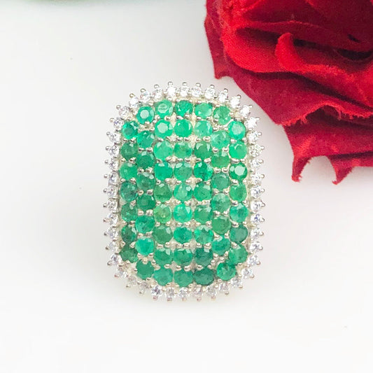 Gorgeous Green Emerald Sterling Silver Ring