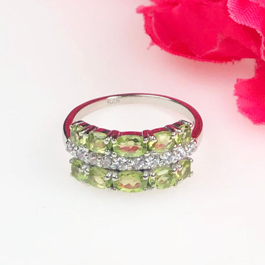 Wonderful Green Peridot Sterling Silver Ring