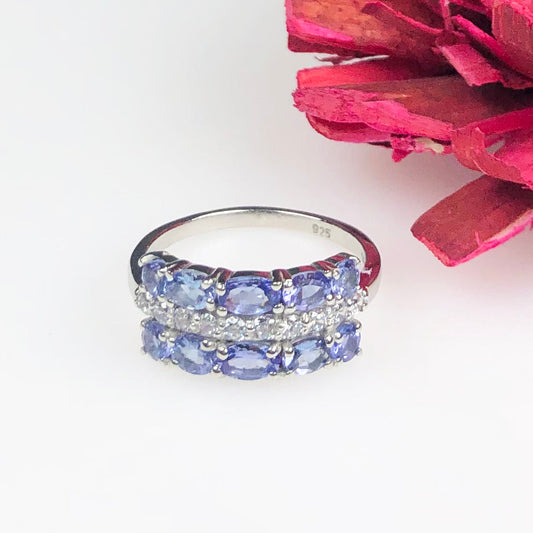 Elegant Blue Tanzanite Sterling Silver Ring