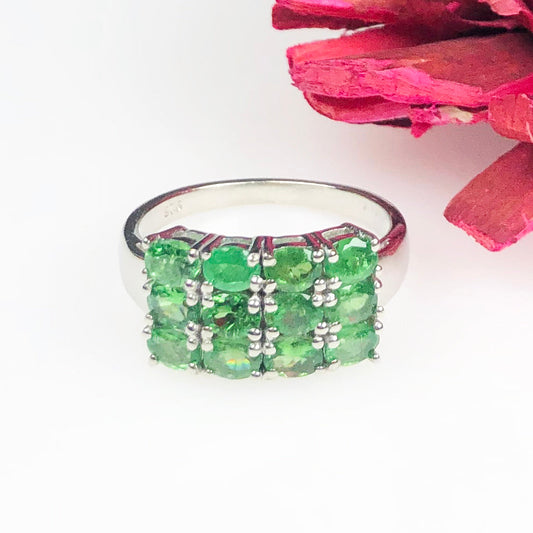 Gorgeous Green Tsavorite Sterling Silver Ring