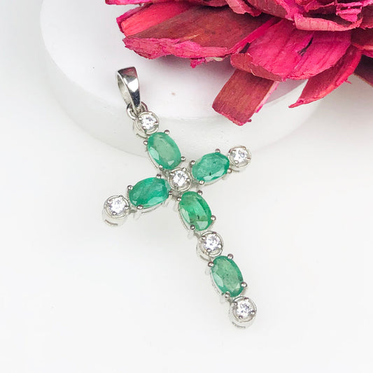 Impressive Green Emerald Sterling Silver Pendant