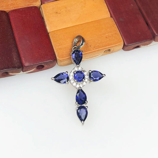 One of a kind Blue Sapphire Sterling Silver Pendant