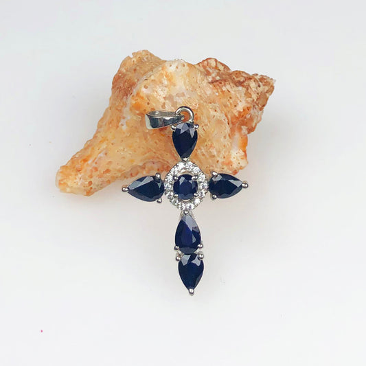 Elegant Blue Sapphire Sterling Silver Pendant