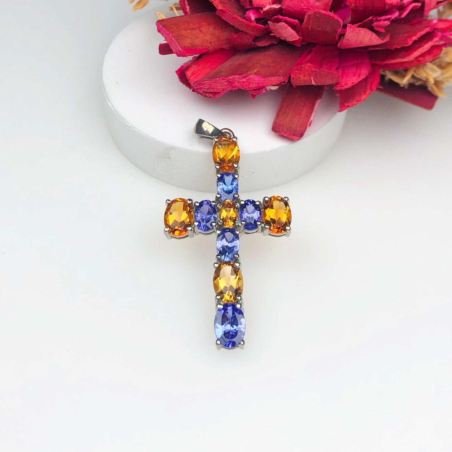 One of a kind Yellow Topaz Tanzanite Sterling Silver Pendant