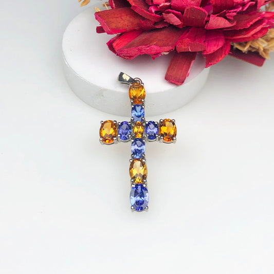 One of a kind Yellow Topaz Tanzanite Sterling Silver Pendant