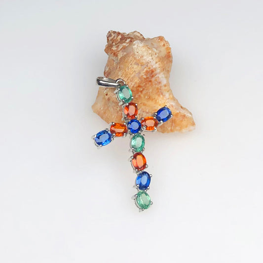 Amazing Multi Sapphire Sterling Silver Pendant