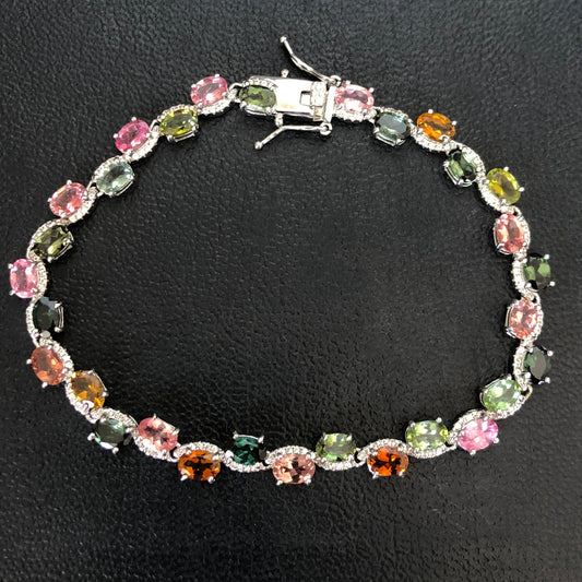 Very Beautiful Tourmaline Sterling Silver Bracelet