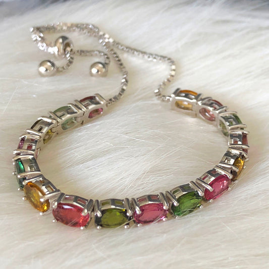 Awesome Tourmaline Sterling Silver Bracelet