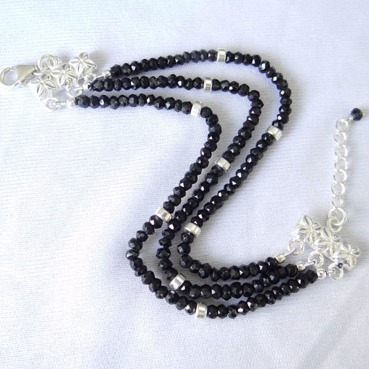 Elegant Black Spinel Sterling Silver Bracelet