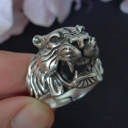 Awesome Tiger Sterling Silver Ring