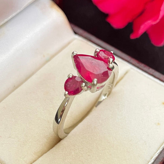 Amazing Pink Ruby Sterling Silver Ring