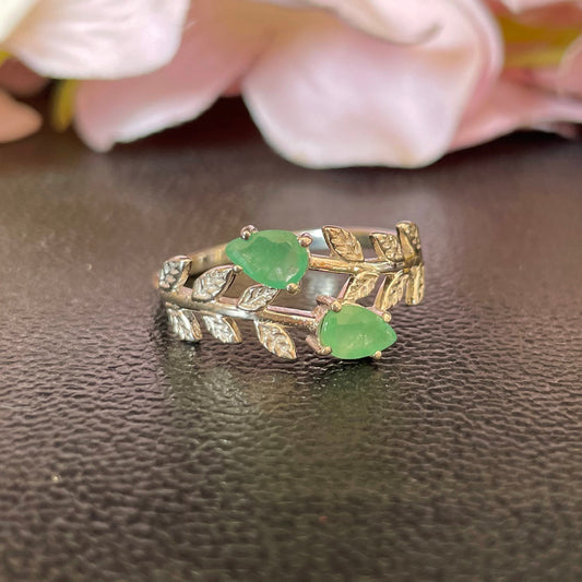 One of a kind Green Emerald Sterling Silver Ring