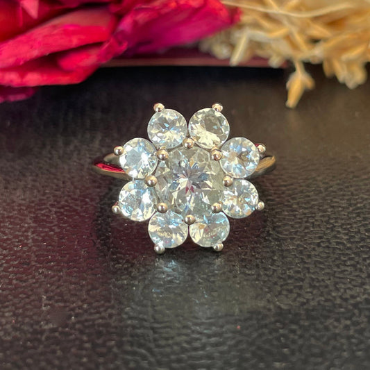 Designer Blue Aqua marine Sterling Silver Ring