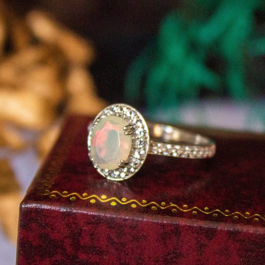 Natural Ethiopial Opal Sterling Silver Ring