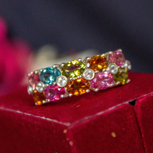 Beautiful Watermelon Tourmaline Sterling Silver Ring