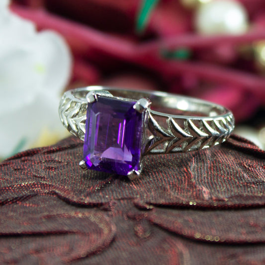 Gorgeous Purple Amethyst Ring Sterling Silver Ring