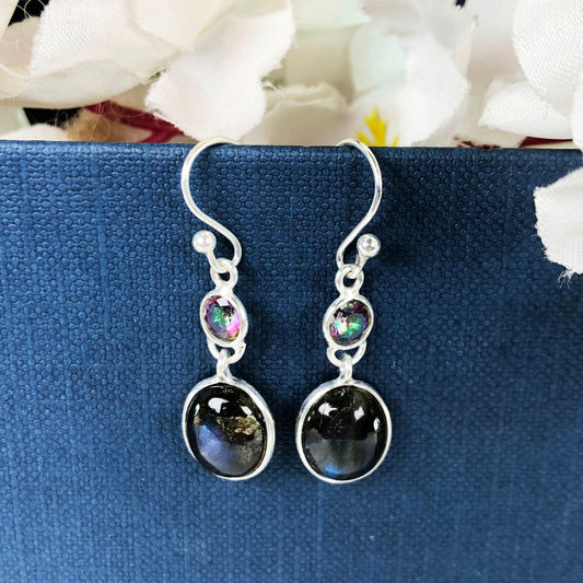 Alluring Mystic Topaz and Labradorite Sterling Silver Earring