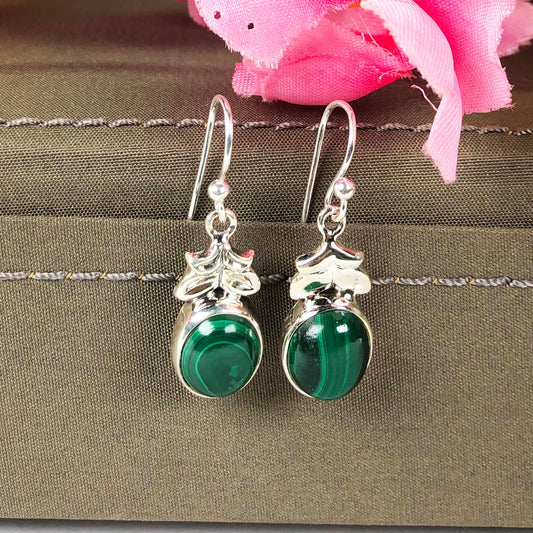 Gorgeous Green Malachite Sterling Silver Earring